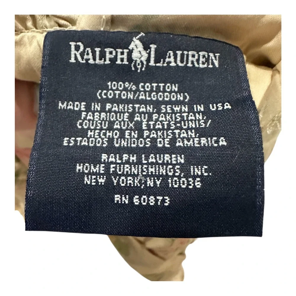 RALPH LAUREN THERESE Ruffled Pillow Sham Euro SQUARE Single Beige Floral Cottage